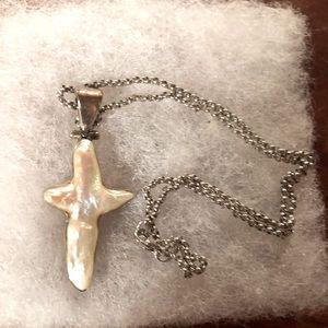 Stop liking and buy it! :)     Pearl Cross Necklace With 16” James Avery chain